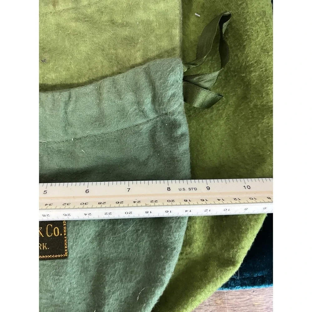 As Is-light Staining-4 Pc. Set Vintage Tiffany And Co. New York Green Felt Bags